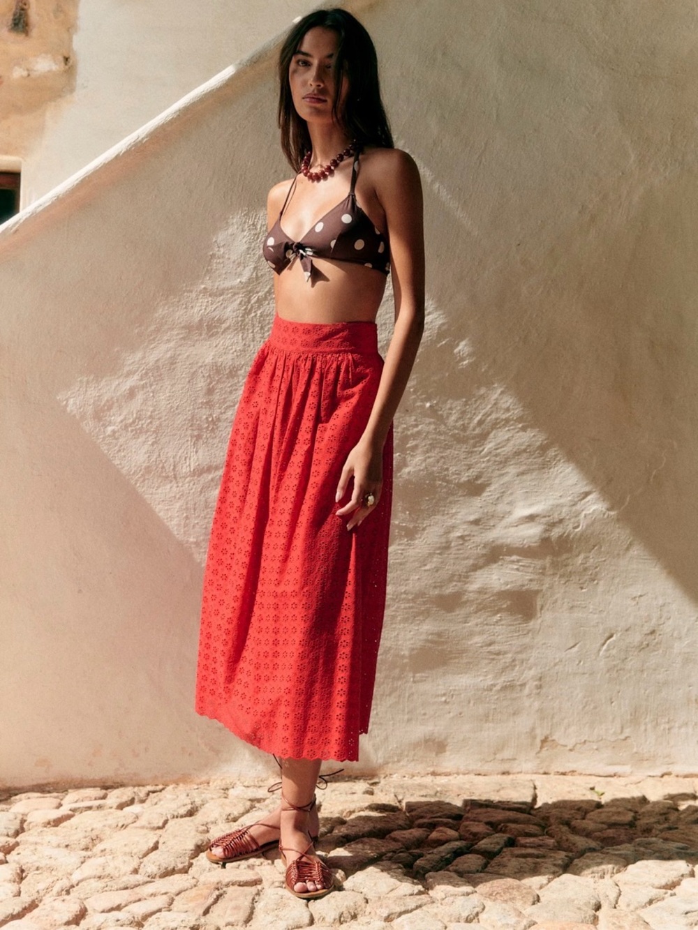 Sezane Siloe Red Midi Skirt - size 6 - EUC - Picture 2 of 16